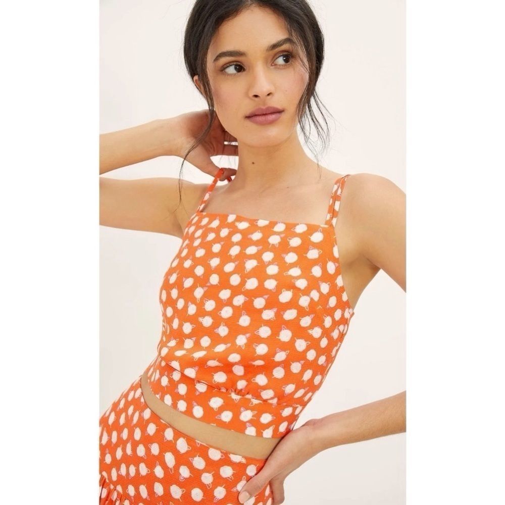 Anthropologie Daisie Orange Crop Top Tank Top Large New